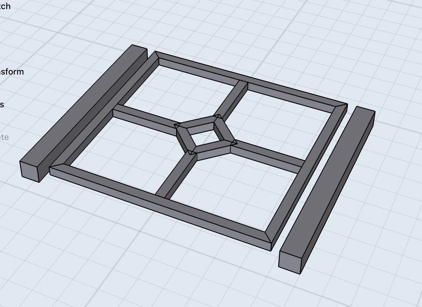 Shapr3D model of the garden gate with a central diamond detail